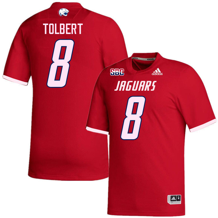 #8 Jalen Tolbert South Alabama Jaguars Jerseys,College Football Uniforms,Apparels Stitched-Red